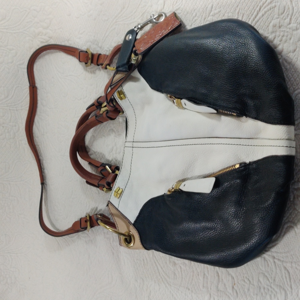 orYANI Black & White Leather Crossbody Handbag Combo Purse detachable Ha…